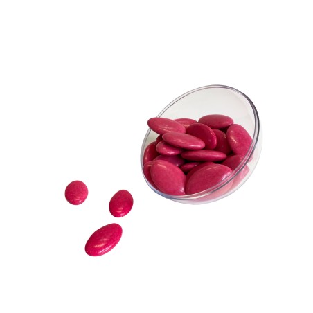 Dragées au chocolat noir, 70% de cacoa, couleur FRAMBOISE